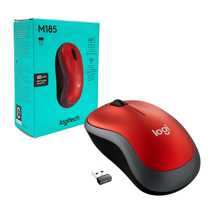 Mouse Logitech Wireless M185 Rojo Art.910-3635